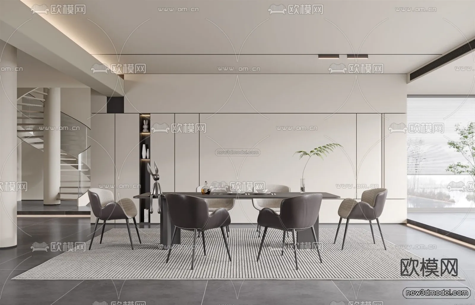 Minimalist Style Interior 3D Blocks – Dining Room 3D Model – 235 – VRAY Minimalist Style Interior 3D Blocks – Dining Room 3D Model – 235 – VRAY