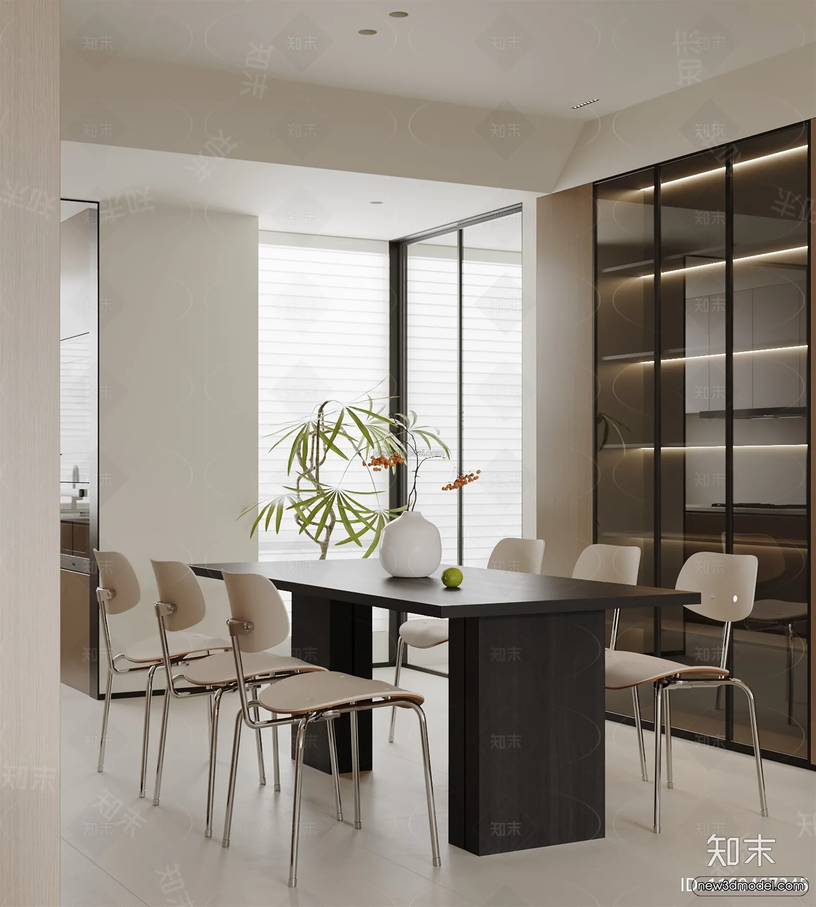 Minimalist Style Interior 3D Blocks – Dining Room 3D Model – 241 – CORONA Minimalist Style Interior 3D Blocks – Dining Room 3D Model – 241 – CORONA