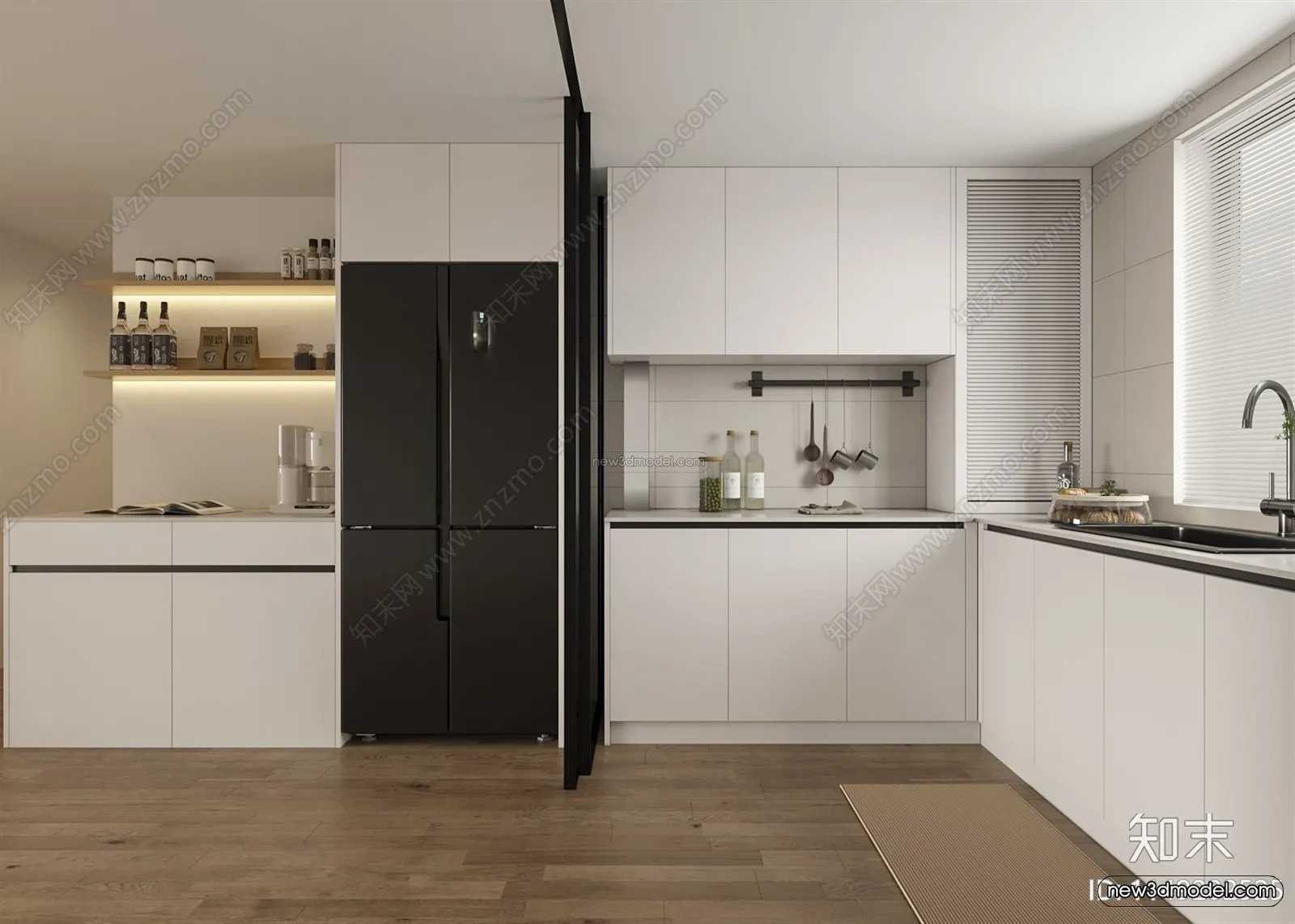 Minimalist Style Interior 3D Blocks – Kitchen 3D Model – 247 – CORONA