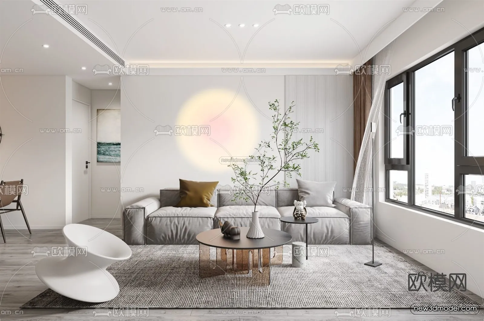 Minimalist Style Interior 3D Blocks – Living Room 3D Model – 002 – VRAY