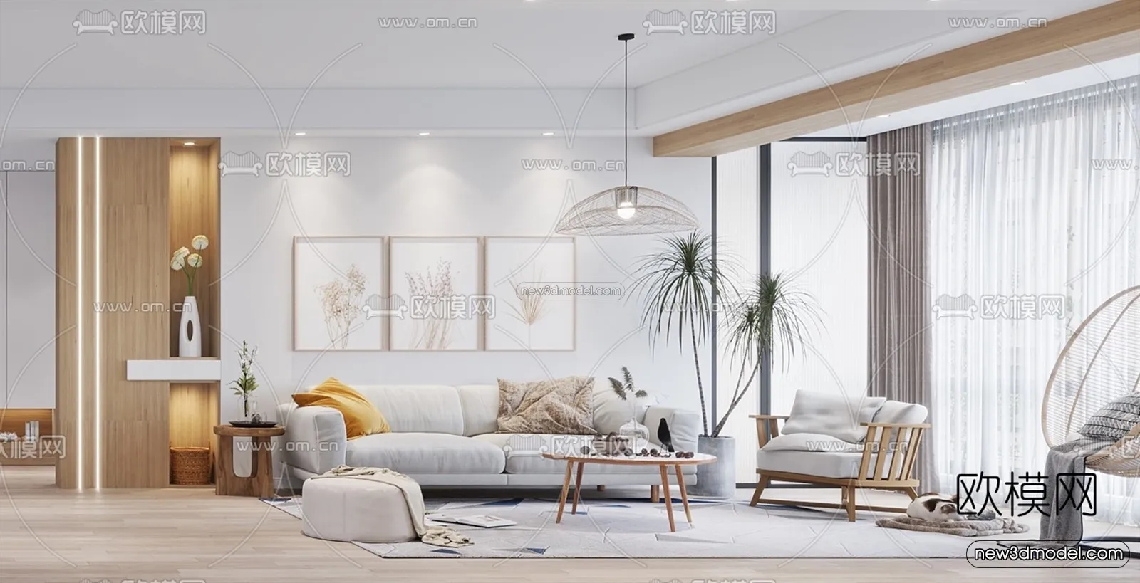 Minimalist Style Interior 3D Blocks – Living Room 3D Model – 004 – VRAY