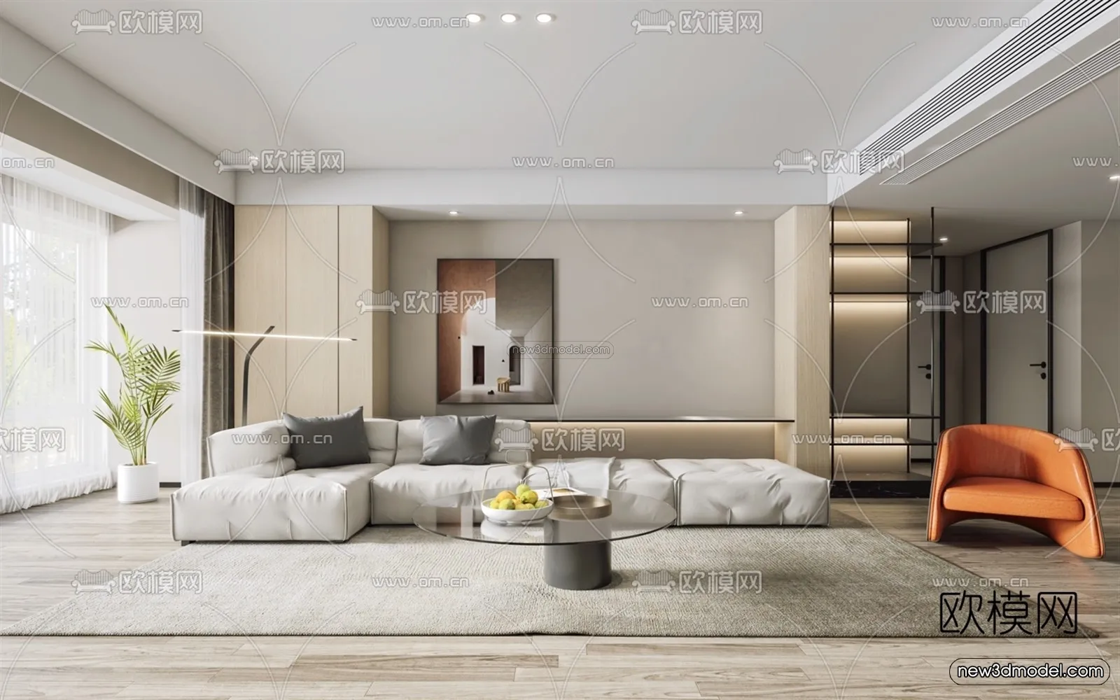 Minimalist Style Interior 3D Blocks – Living Room 3D Model – 006 – VRAY