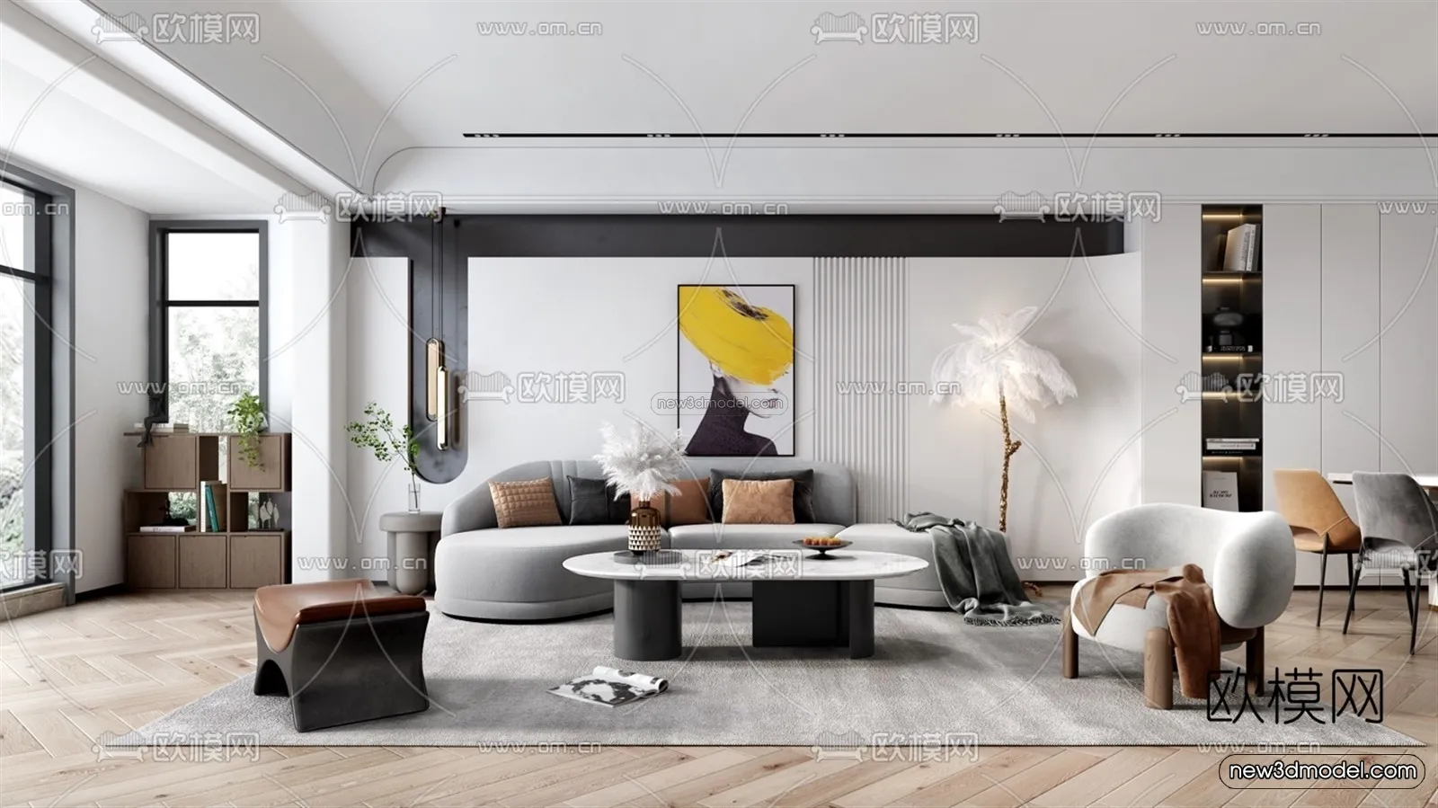 Minimalist Style Interior 3D Blocks – Living Room 3D Model – 026 – VRAY