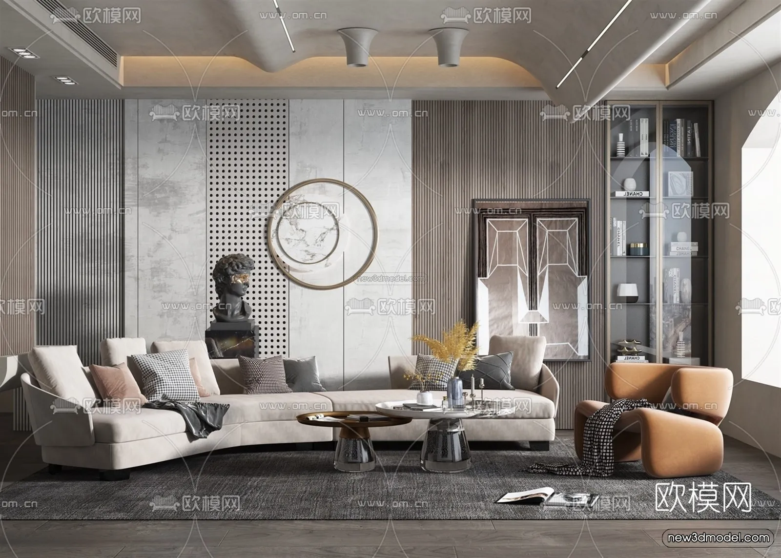 Minimalist Style Interior 3D Blocks – Living Room 3D Model – 027 – VRAY