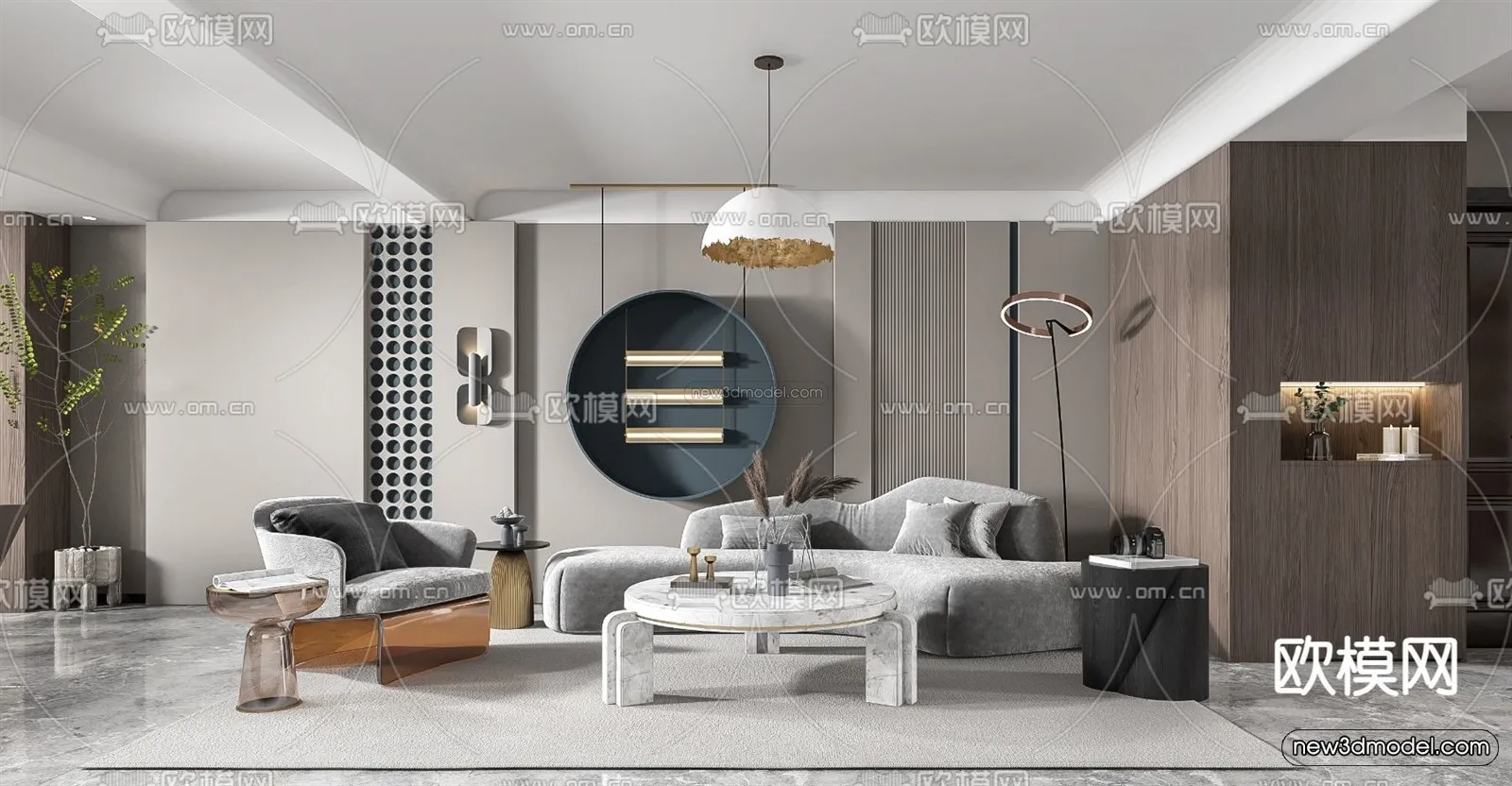 Minimalist Style Interior 3D Blocks – Living Room 3D Model – 032 – VRAY