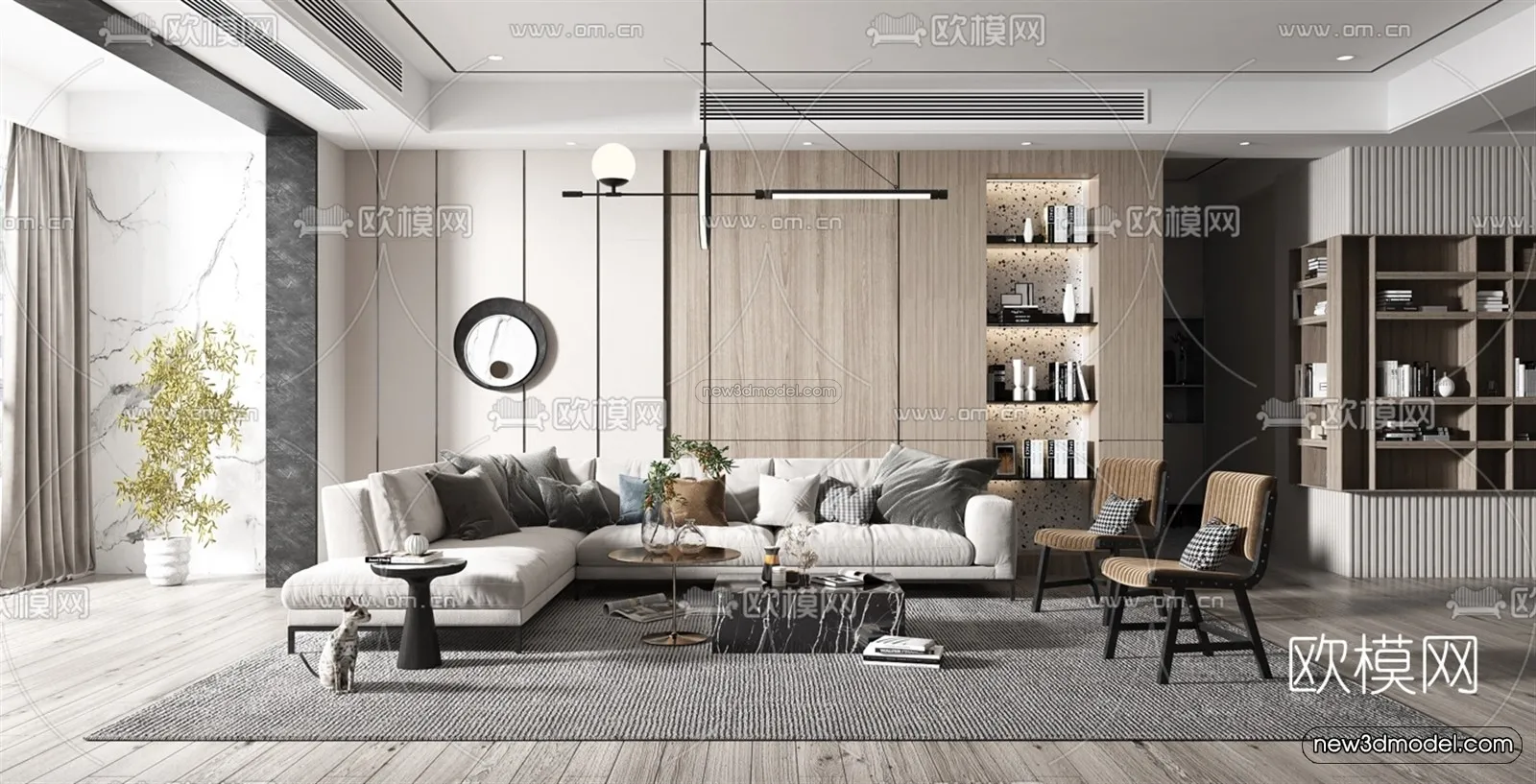 Minimalist Style Interior 3D Blocks – Living Room 3D Model – 033 – VRAY