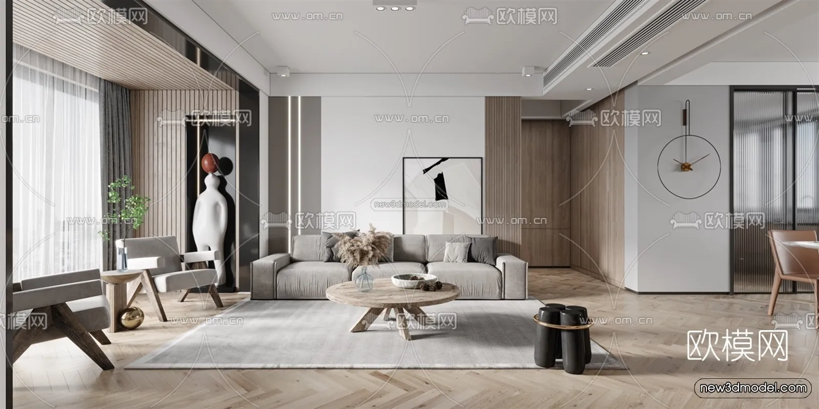 Minimalist Style Interior 3D Blocks – Living Room 3D Model – 041 – VRAY