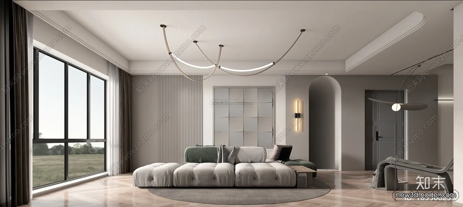 Minimalist Style Interior 3D Blocks – Living Room 3D Model – 047 – VRAY