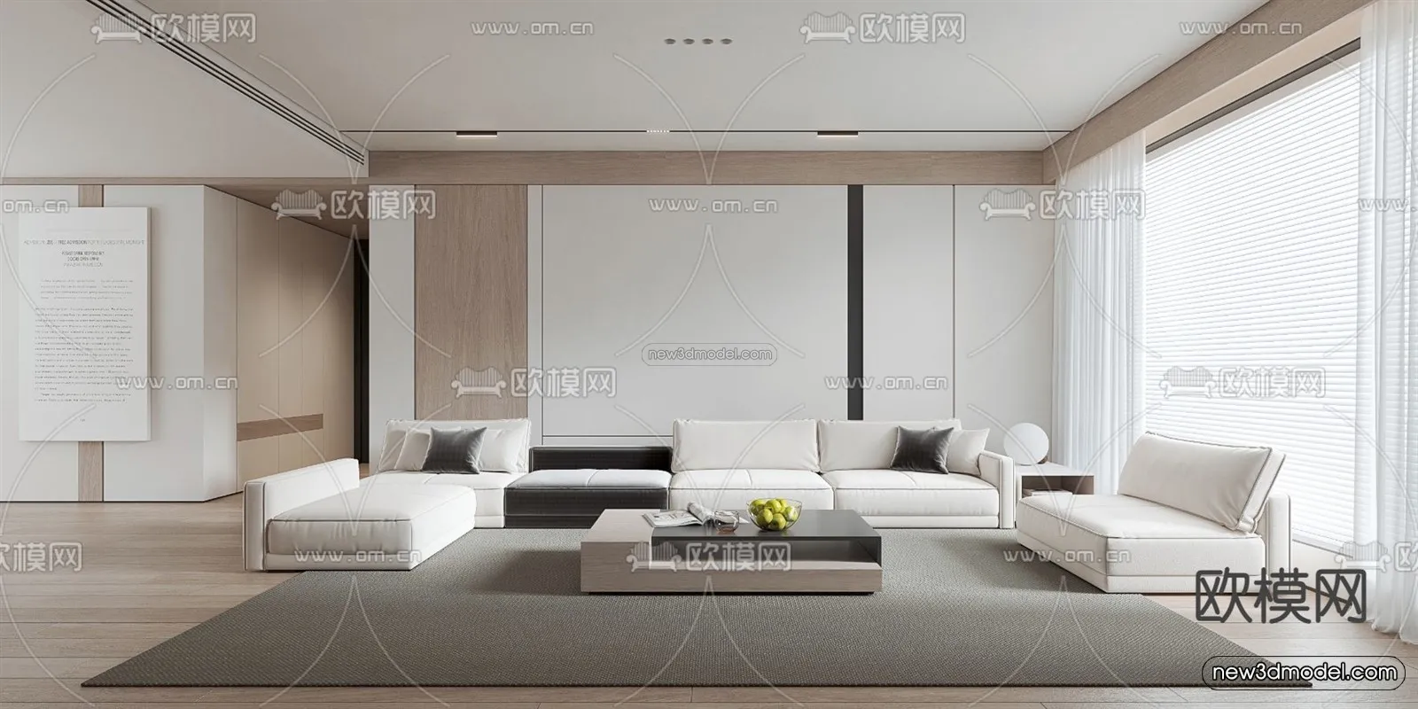 Minimalist Style Interior 3D Blocks – Living Room 3D Model – 050 – VRAY