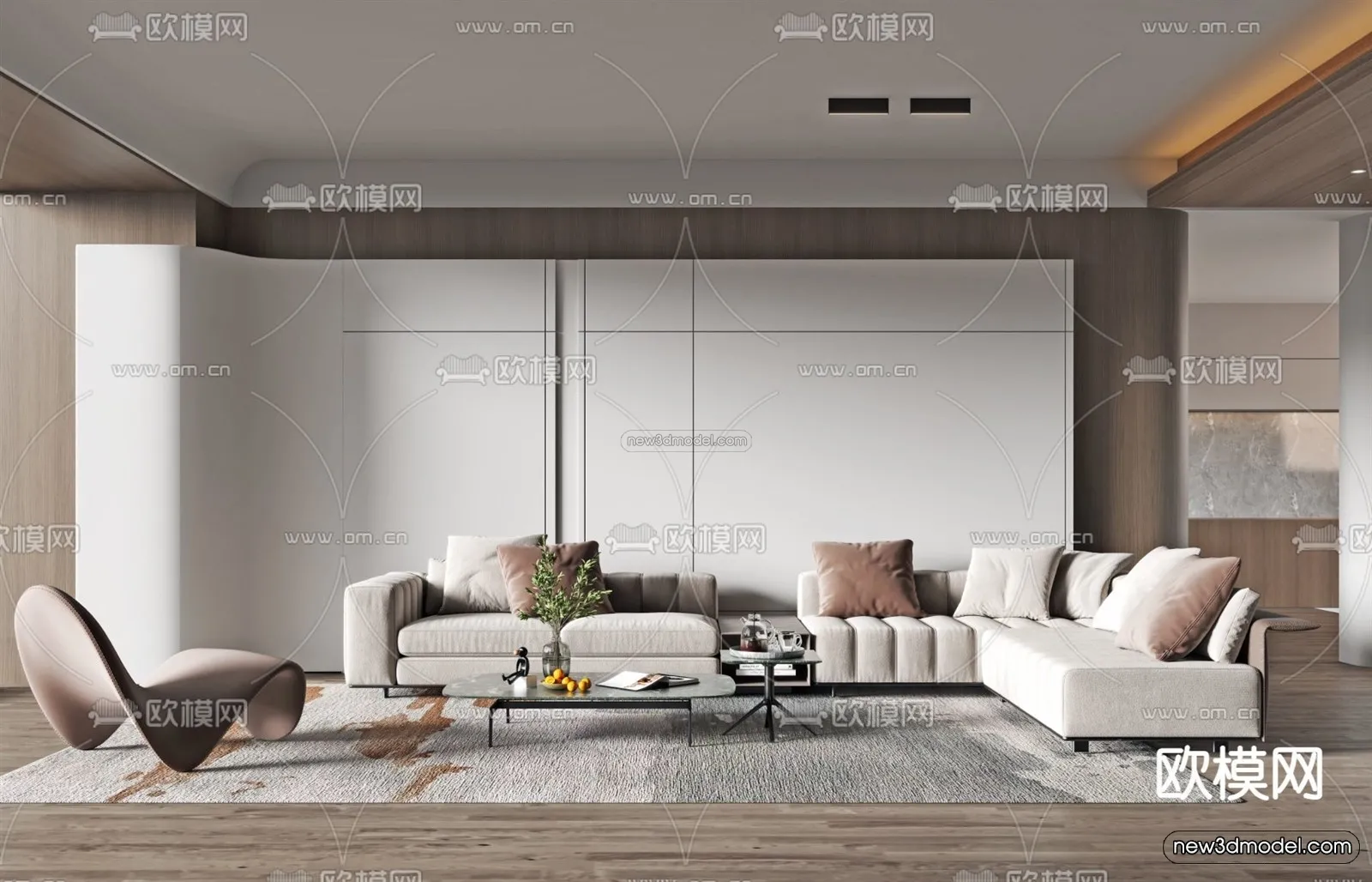 Minimalist Style Interior 3D Blocks – Living Room 3D Model – 070 – VRAY