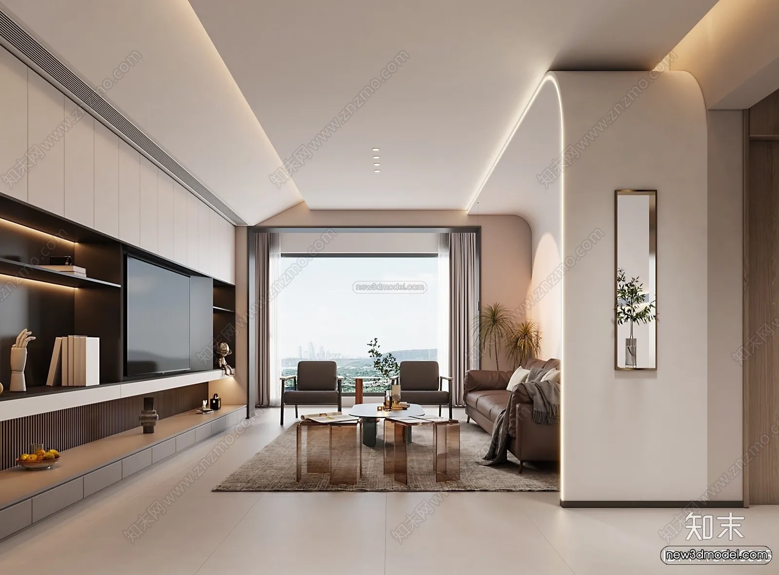 Minimalist Style Interior 3D Blocks – Living Room 3D Model – 075 – VRAY