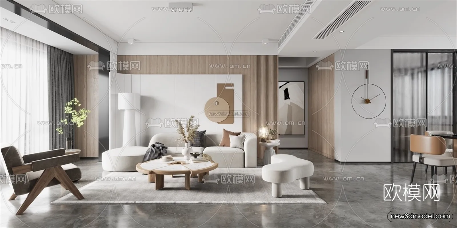 Minimalist Style Interior 3D Blocks – Living Room 3D Model – 092 – VRAY