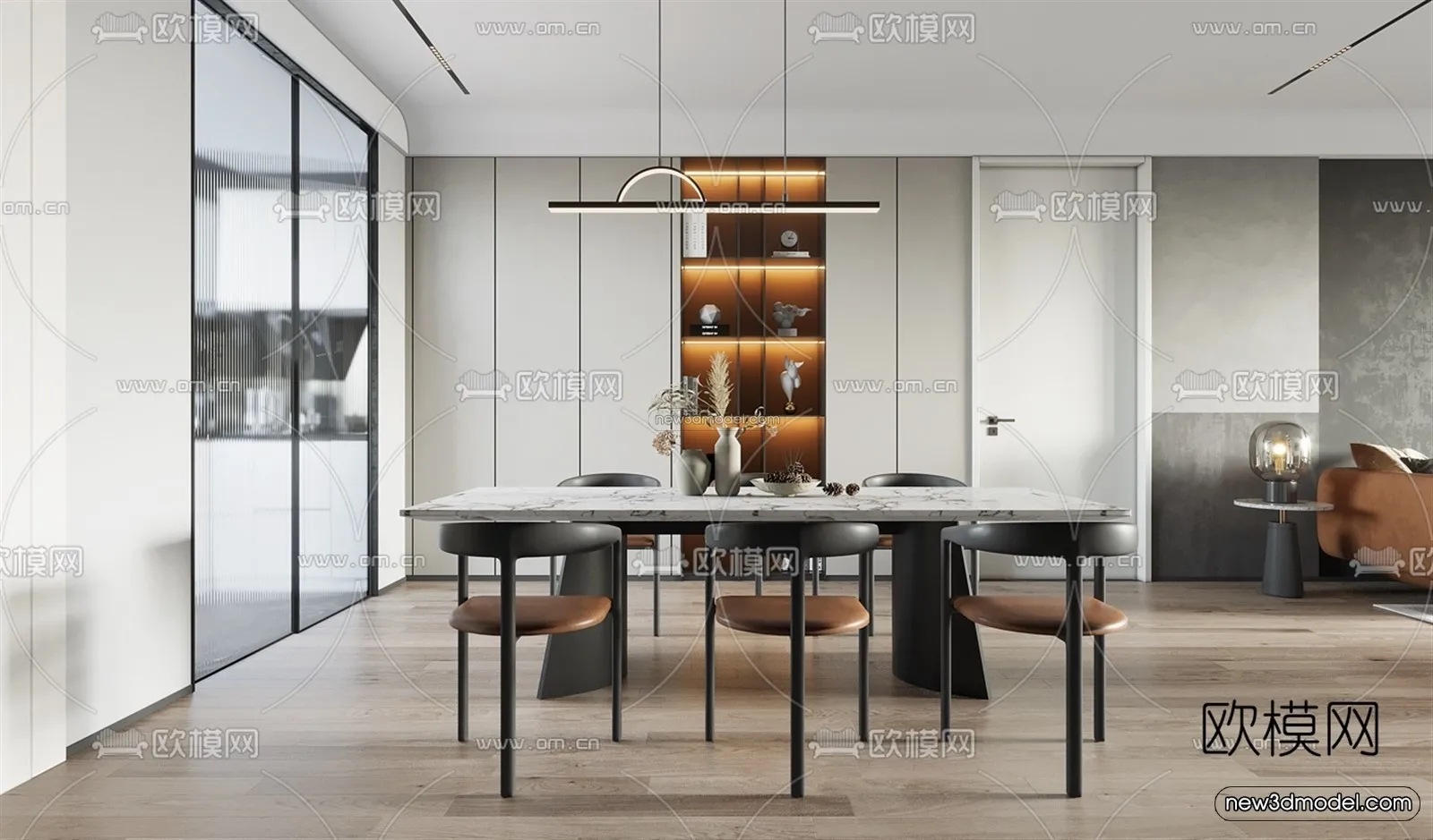 Minimalist Style Interior 3D Blocks – Living Room 3D Model – 093 – VRAY