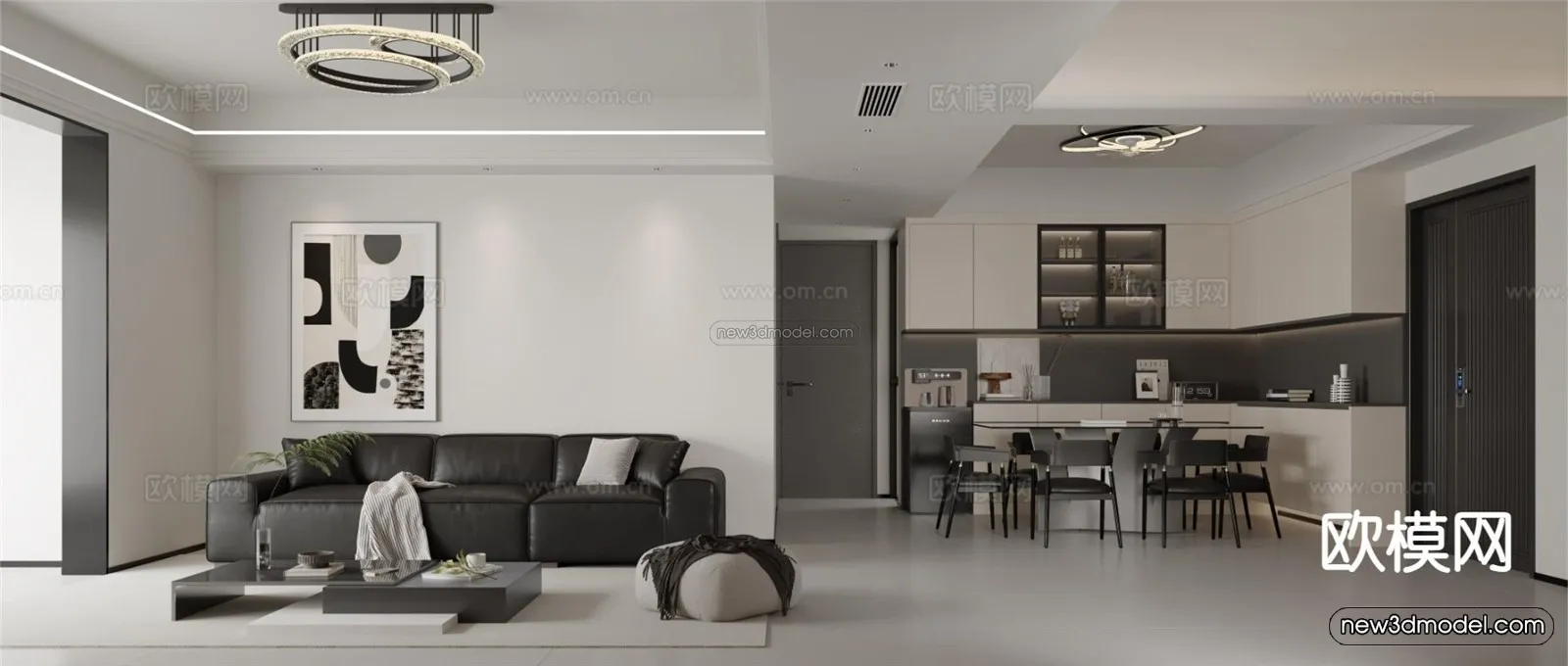 Minimalist Style Interior 3D Blocks – Living Room 3D Model – 123 – CORONA