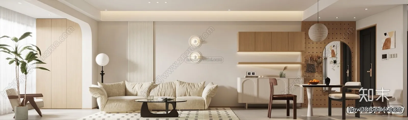 Minimalist Style Interior 3D Blocks – Living Room 3D Model – 130 – VRAY