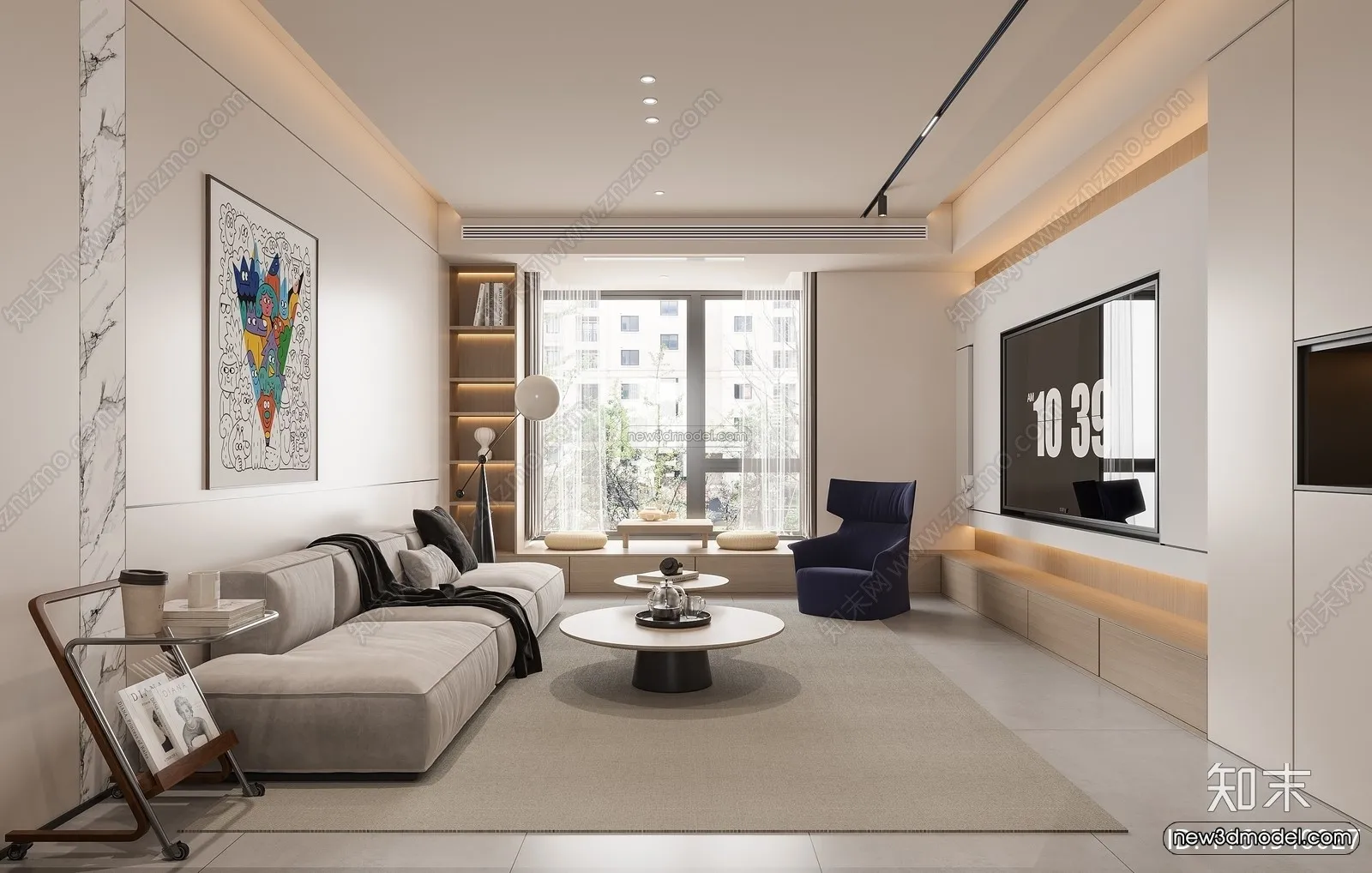 Minimalist Style Interior 3D Blocks – Living Room 3D Model – 134 – CORONA