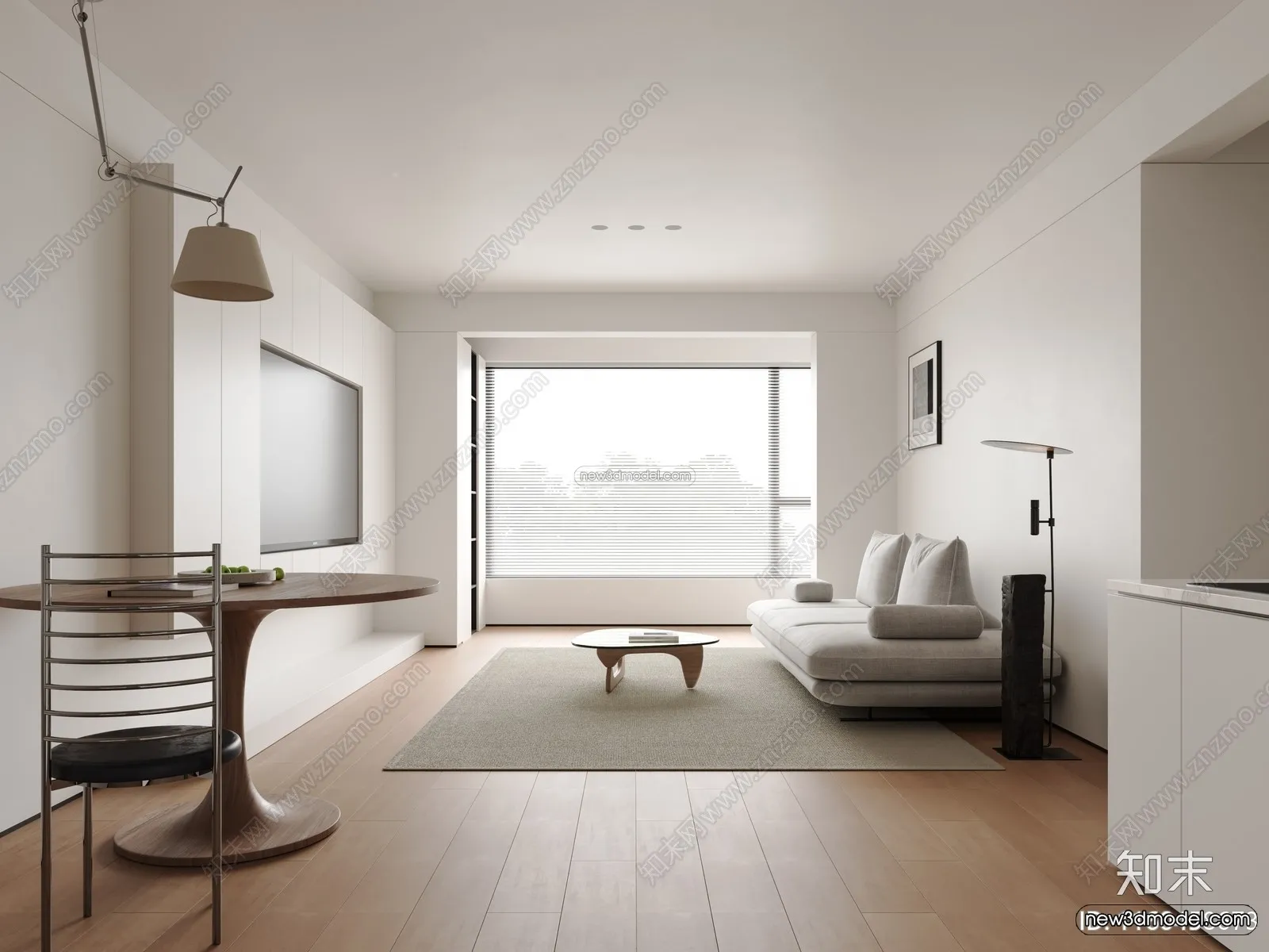 Minimalist Style Interior 3D Blocks – Living Room 3D Model – 141 – CORONA