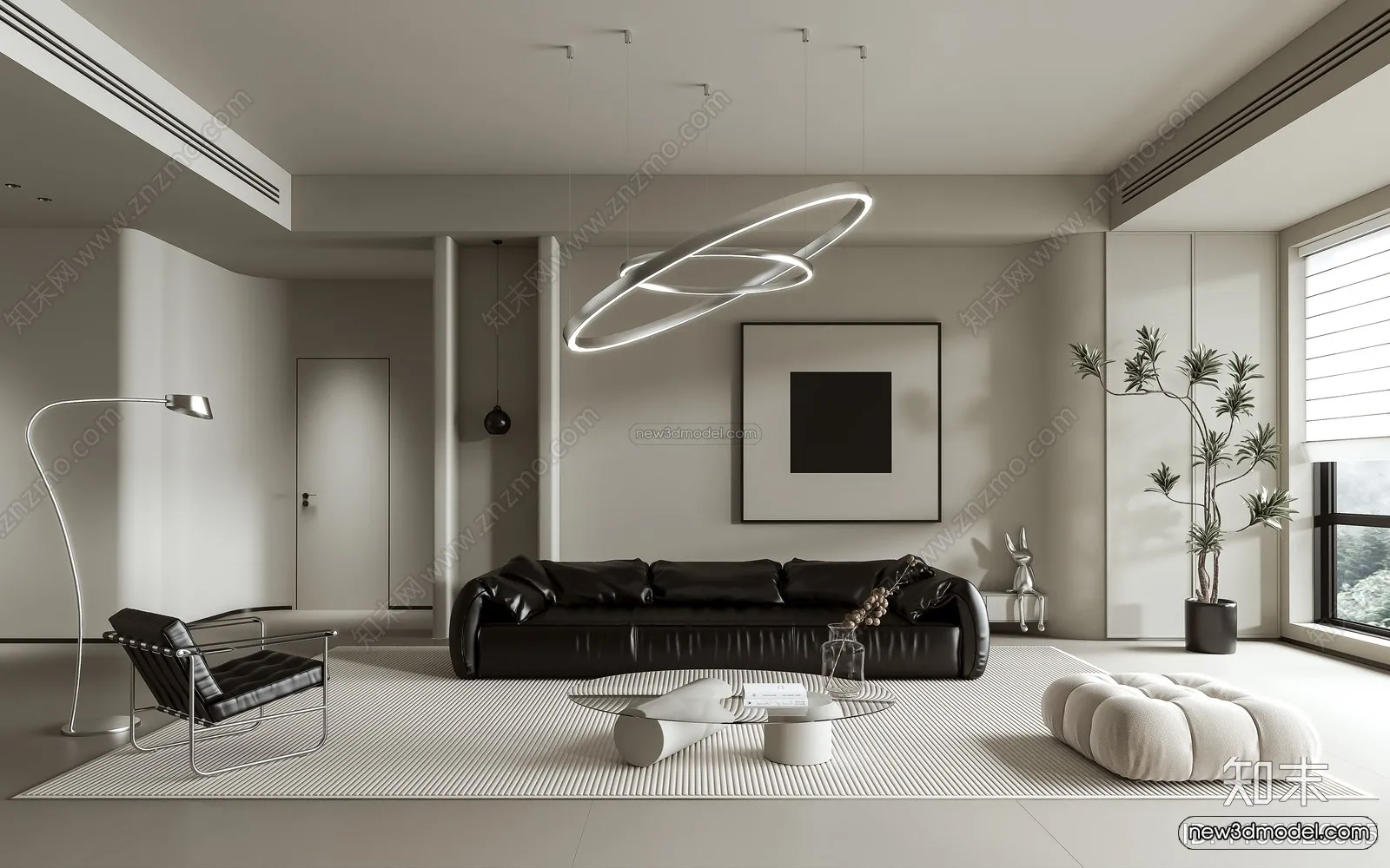 Minimalist Style Interior 3D Blocks – Living Room 3D Model – 146 – VRAY