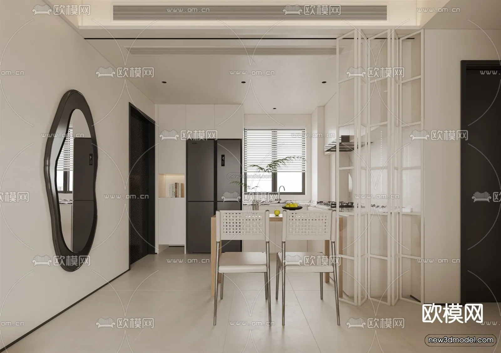 Minimalist Style Interior 3D Blocks – Study Room 3D Model – 254 – VRAY