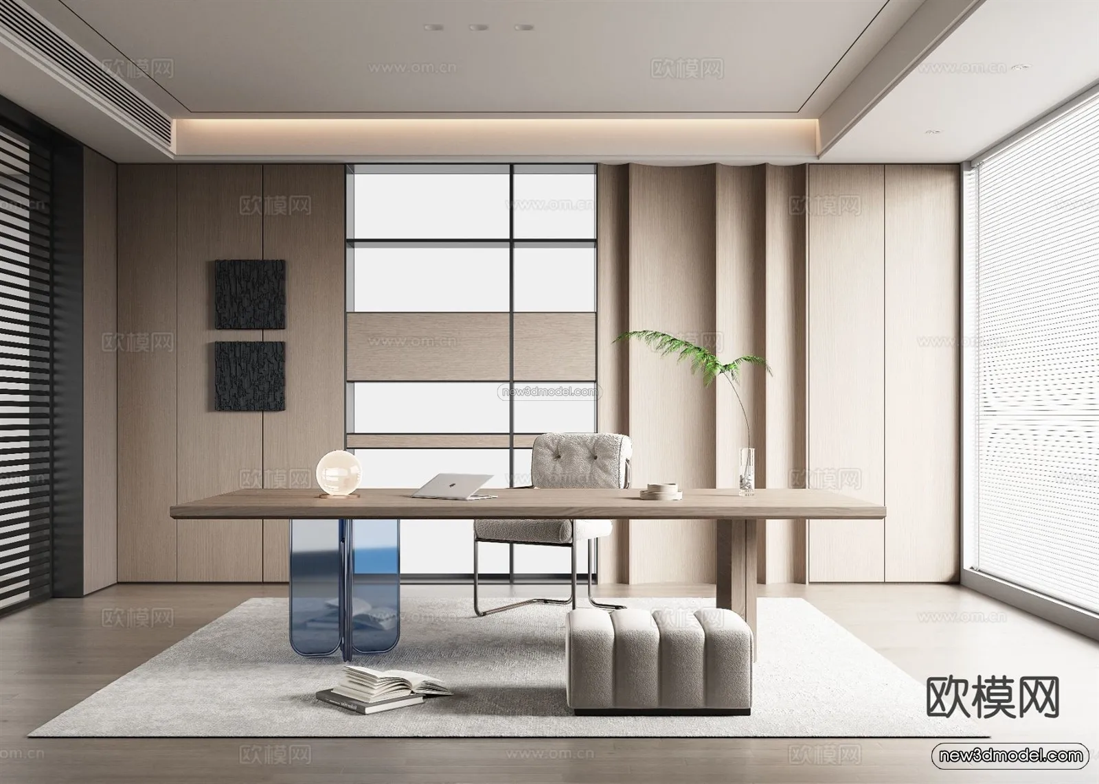 Minimalist Style Interior 3D Blocks – Study Room 3D Model – 255 – VRAY