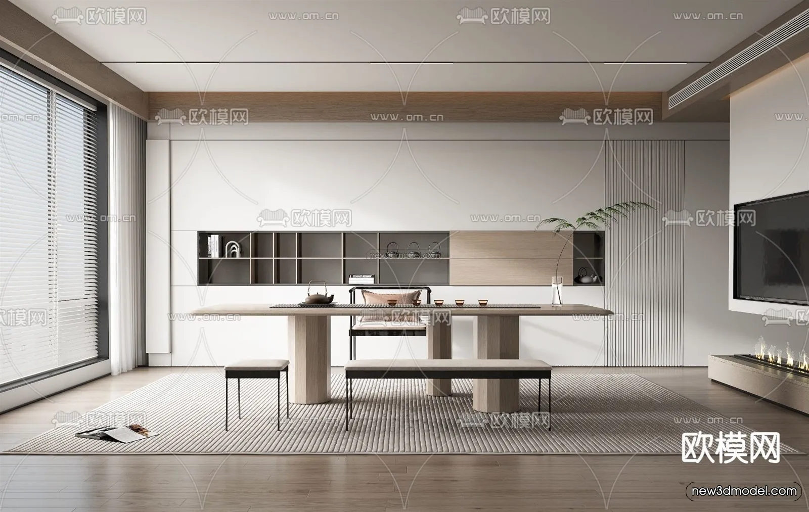 Minimalist Style Interior 3D Blocks – Study Room 3D Model – 258 – VRAY