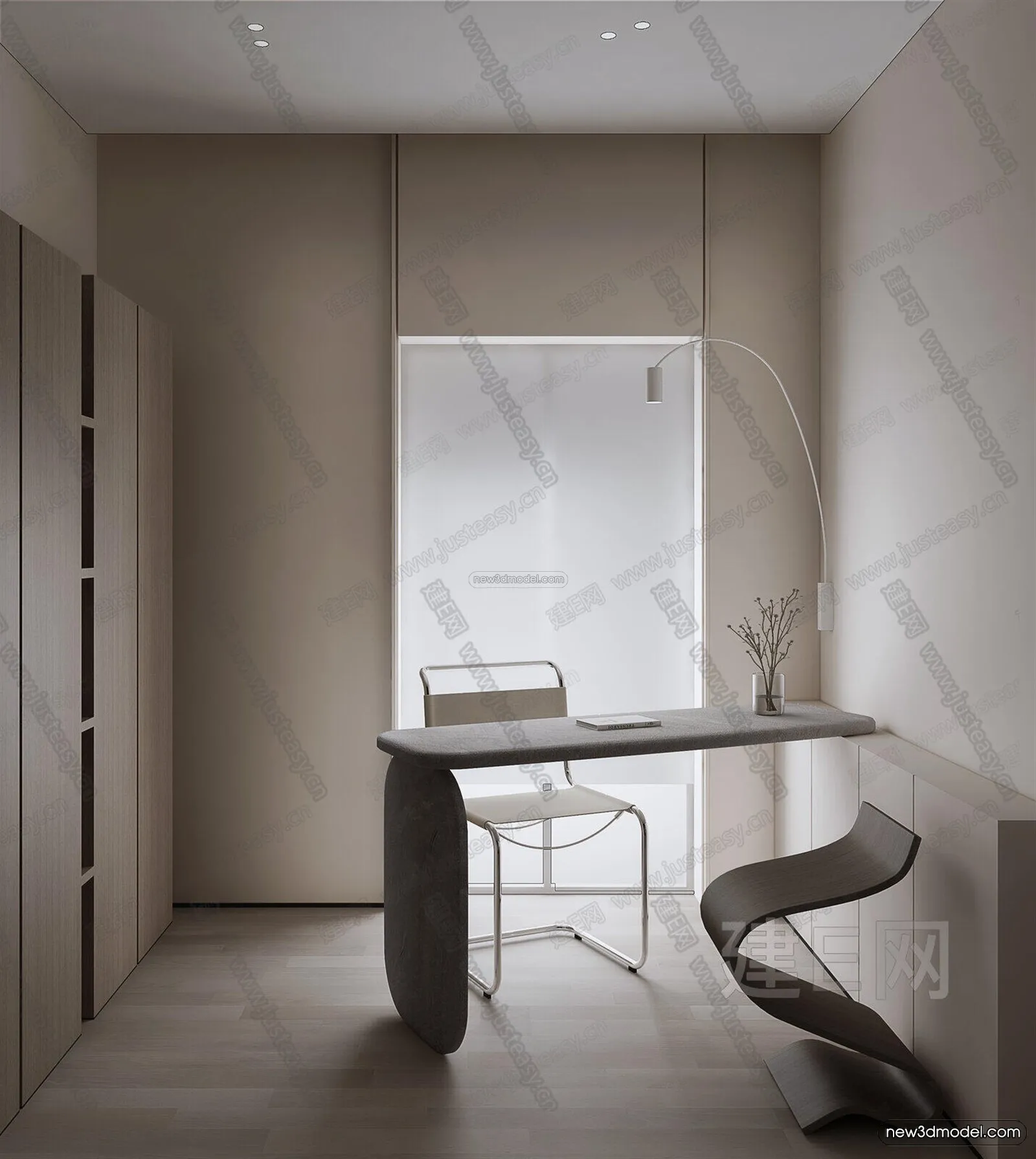 Minimalist Style Interior 3D Blocks – Study Room 3D Model – 259 – VRAY