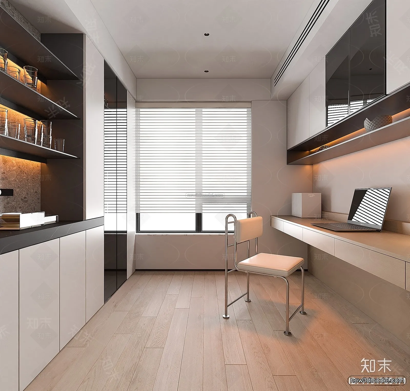 Minimalist Style Interior 3D Blocks – Study Room 3D Model – 261 – VRAY