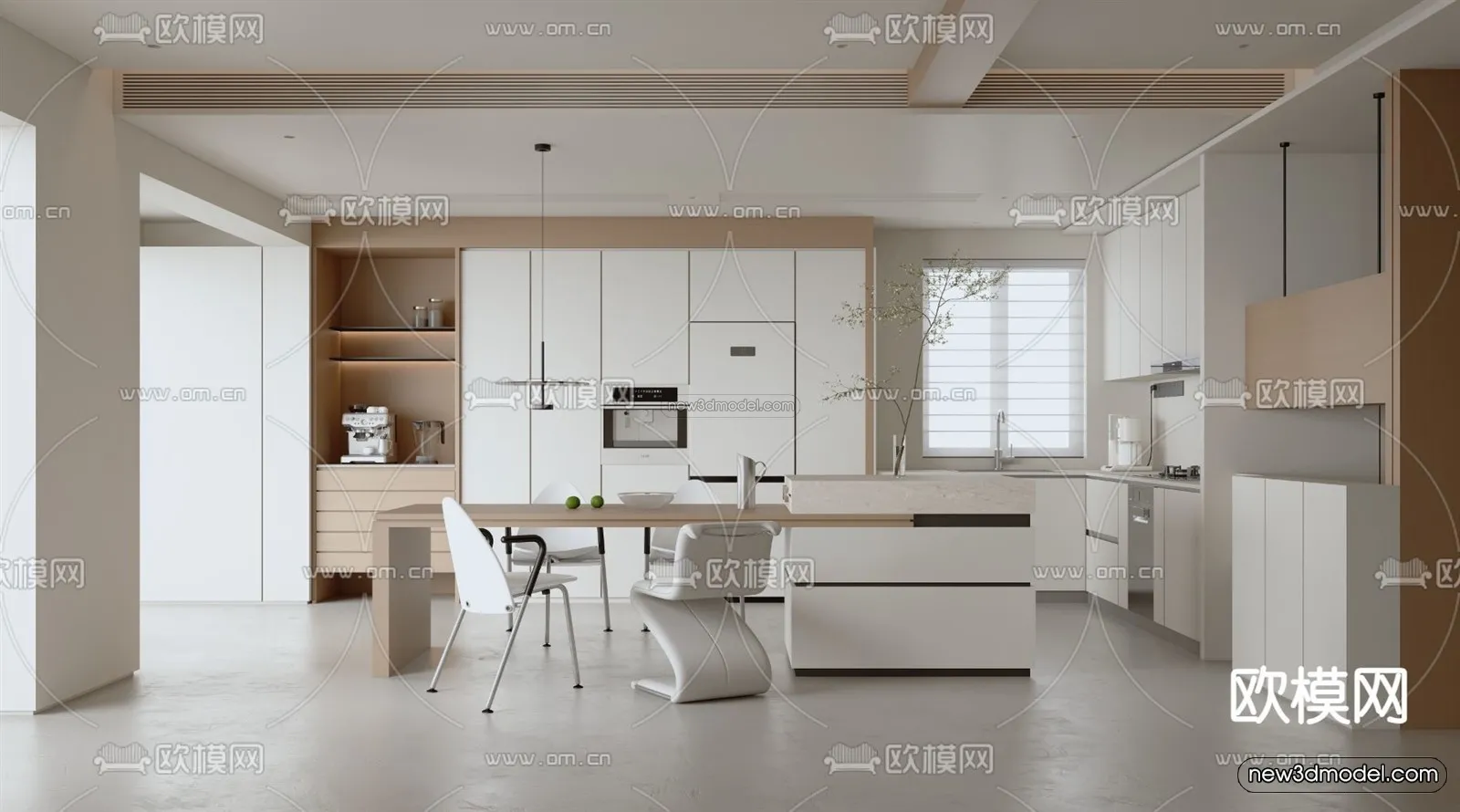 Minimalist Style Interior 3D Blocks – Study Room 3D Model – 263 – VRAY