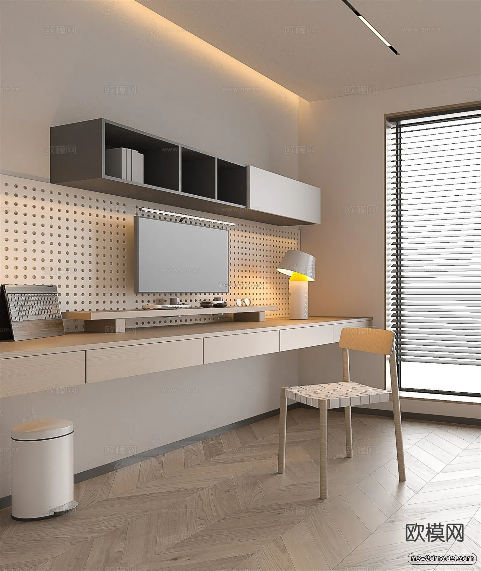 Minimalist Style Interior 3D Blocks – Study Room 3D Model – 268 – VRAY