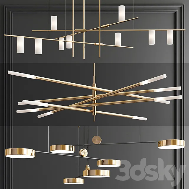 Minimalist Trend Chandelier – 3 type 3D Model