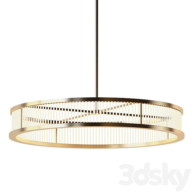 Minimalistic Antique Brass Finish Chandelier 3D Model