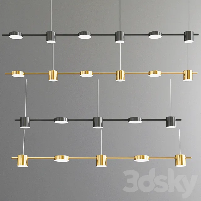 Minimalistic Modern Shiny Black Gold Chandelier 3D Model Minimalistic Modern Shiny Black Gold Chandelier 3D Model