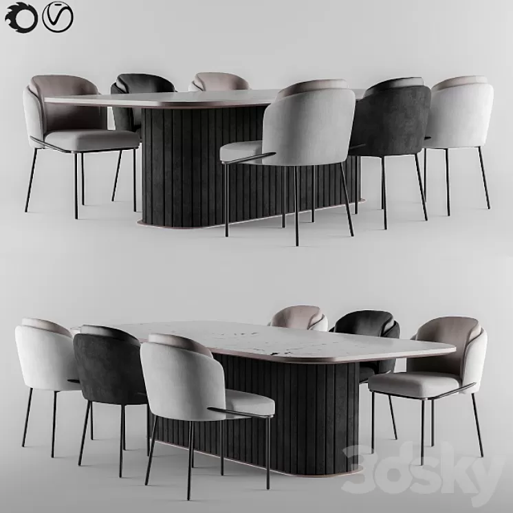 Minnoti Chair + Table 3D Model Free Download