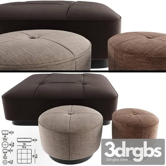 Minnoti jacques poufs fabric 2 3D Model Download