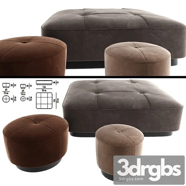 Minnoti jacques poufs velvet 2 3D Model Download