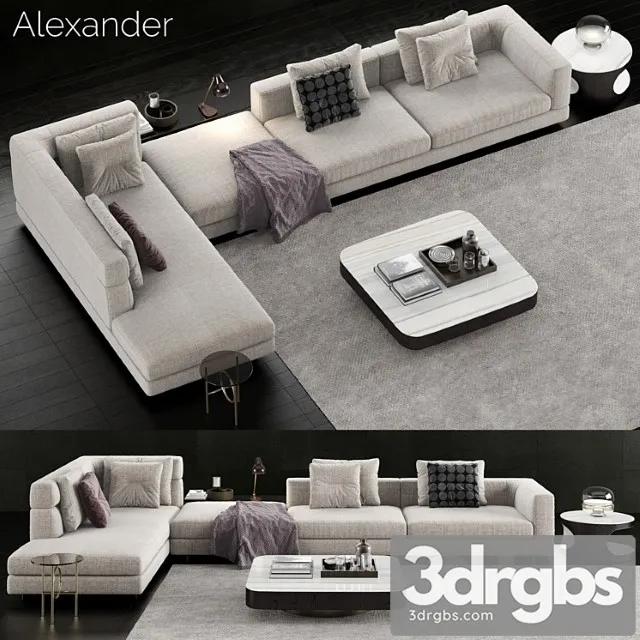 Minotti alexander sofa 2 3D Model Download