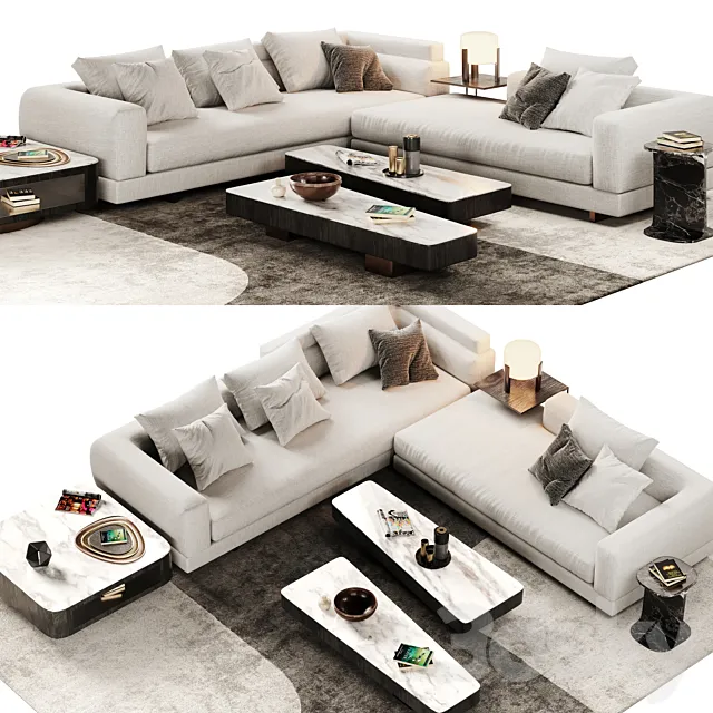 Minotti Alexander Sofa Opcion A 3D Model Minotti Alexander Sofa Opcion A 3D Model