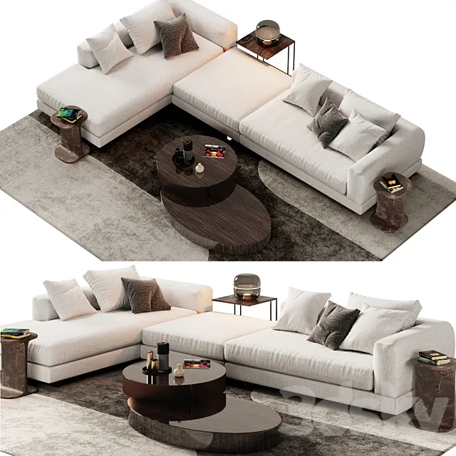 Minotti Alexander Sofa Opcion B 3D Model Minotti Alexander Sofa Opcion B 3D Model