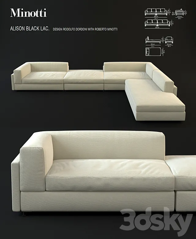 Minotti Alison L sofa – Rodolfo Dordoni and Roberto Minotti – 2010 3D Model