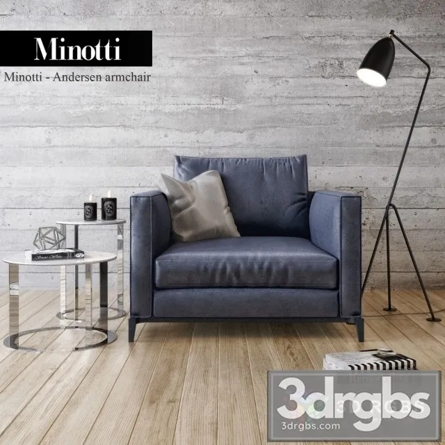 Minotti Andersen Armchair 3D Model Download Minotti Andersen Armchair 3D Model Download