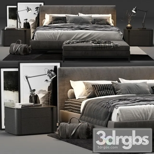 Minotti Andersen Bed 02 3D Model Download