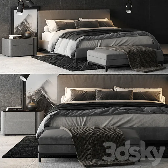 Minotti Andersen Bed 3DModel Minotti Andersen Bed 3DModel