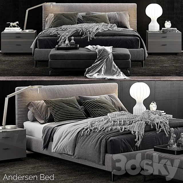 Minotti Andersen Bed 3DModel Minotti Andersen Bed 3DModel