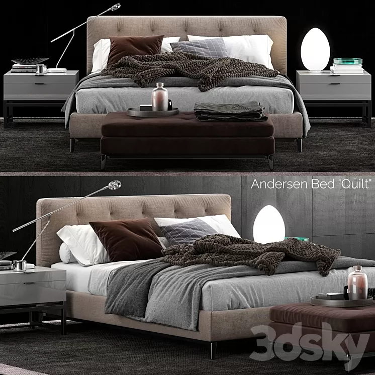 Minotti Andersen Bed Quilt 3D Model