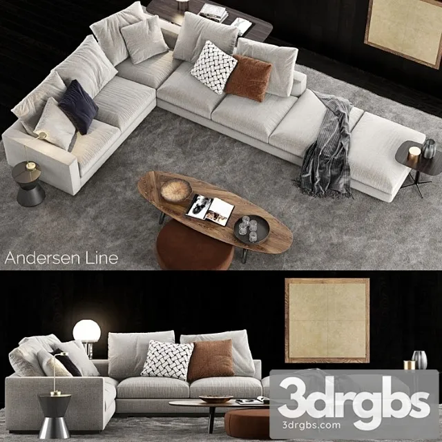 Minotti andersen line sofa 1 2 3D Model Download
