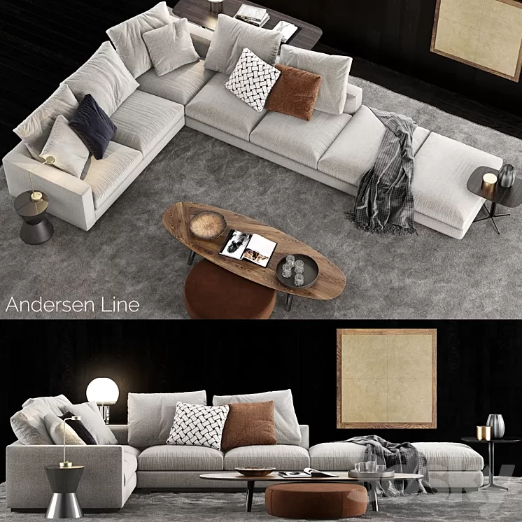 Minotti Andersen Line Sofa 1 3D Model