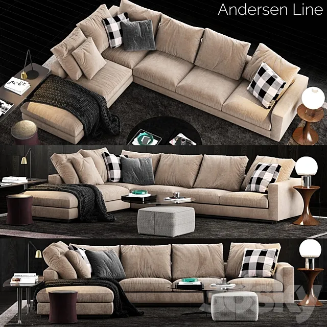 Minotti Andersen Line Sofa 2 3D Model