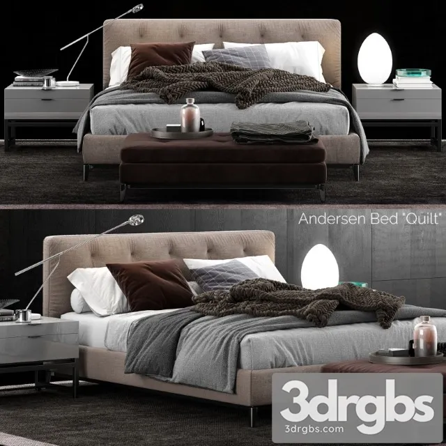 Minotti Andersen Quilt Bed 3D Model Download