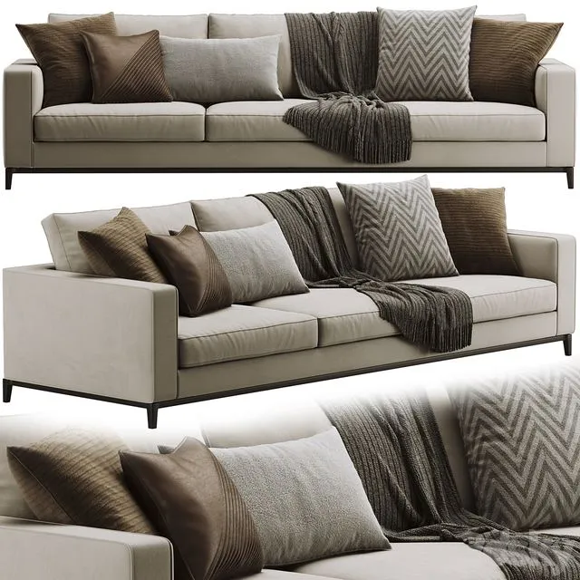 Minotti Andersen Sofa (with plaid and pillows) 3D Model Minotti Andersen Sofa (with plaid and pillows) 3D Model