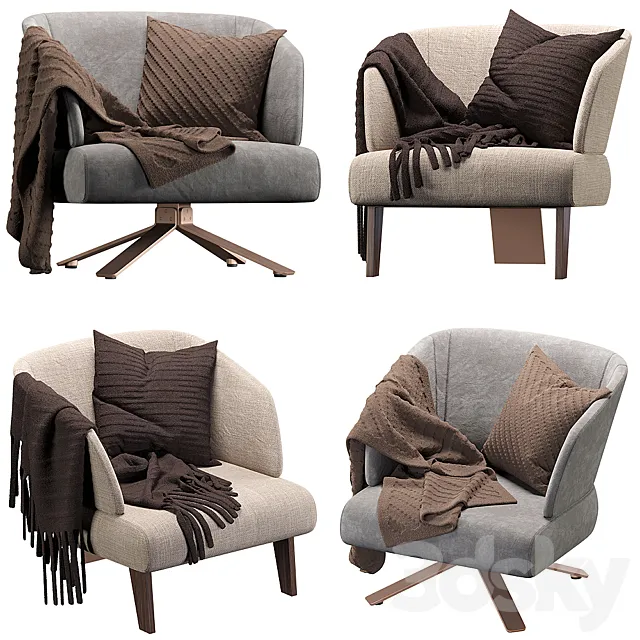 Minotti armchair reeves small 3DModel